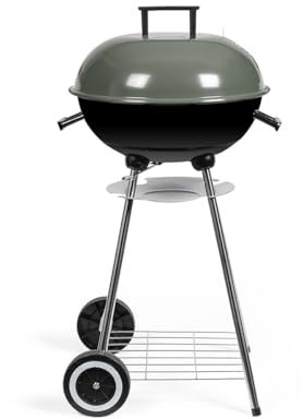 Livoo – Barbecue à Charbon DOC172K - Ø 41 cm, Acier chromé, Hauteur 69,5 cm, clapet d'aération, Grille de Stockage, bac récupérateur