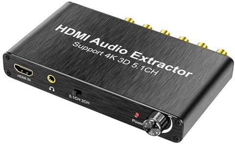 4K Digital-till-Analog Ljudomvandlare, HDMI 5.1 Digital Audio Decoder, Pass/2.0CH/5.1CH 3 ljudlägen, DTS/AC-3-stöd, 3,5 mm hörlursutgång, för hemmabio spelmusik