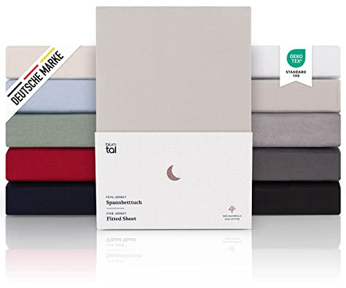 Blumtal® Premium Spannbettlaken 270x200 cm Boxspringbett Jersey - Oeko-TEX zertifiziertes Bettlaken 200x270 Baumwolle - Familienbett Grau