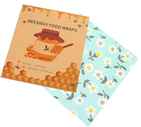 TOBBOMEY Beeswax Wraps Food Wraps Household Floral Pattern Small Medium Large 3pcs Set for Fresh-Keeping Bowl Covers and Sandwich Storage