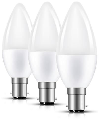 B15 Bayonet Candle Light Bulbs, Warm White 3000K, 40W Equivalent, 3Pack | 5W Small Bayonet LED Bulb, Energy Saving B15 Candle Chandelier Lightbulbs, ,Non-Dimmable