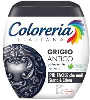 Coloreria Italiana Grey Colorante Tessuti e Vestiti in Lavatrice, Grigio Antico, 1 Confezione