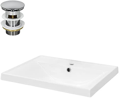 ML-Design Tvättställ Keramik Vit 51x15,5x41,5 cm Vinkelformat inkl. avloppssats Inbyggd tvättställ med överlopp Inbyggd tvättställ Tvättställsskål Tvättställ Handfat Handfat, för badrummet