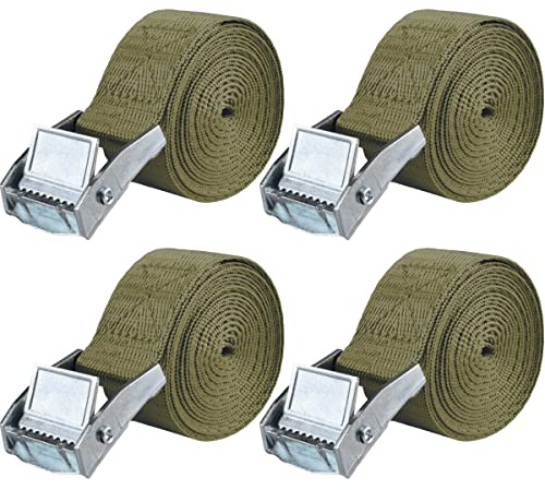 Azarxis Lashing Tie Down Straps Ratchet Secure Cinch Strap Adjustable Cam Buckles Heavy Duty Belts up to 441 lbs Capacity for Motorcycle Cargo Kayak Boat Canoe Truck Traile (Sky Blue - 4 Pack, 5 m)