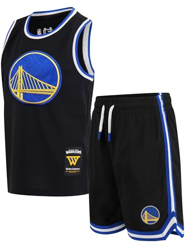 Ultra Game Boys NBA Official Super Soft Jersey Tank Top & Basketball Shorts Set, Golden State Warriors, Black, 5-6