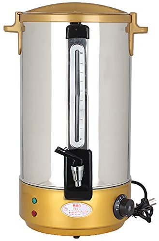 ANSNOW Dispensador de Caldera de Agua Caliente, Caldera de Té con Medidor de Agua, Urna de Cateeléctrica Ajustable, para Elaboración de Cerveza/Buffet/Comercial/Oro/40L