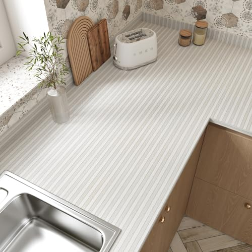 Yullpaper Papel Tapiz de Listones de Madera Gris Autoadhesivo a Rayas para Sala de Estar y Cocina - Panel de Madera para Paredes, Envoltura de Vinilo