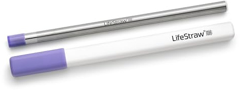 LifeStraw Sip Reusable Stainless Steel Water Filter Straw, Thistle Purple, 1PK