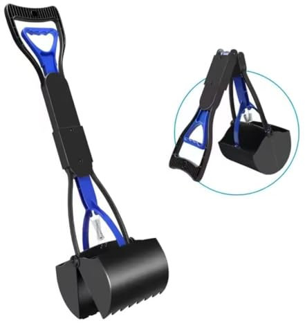 KAV Foldable Long-Handle Pet Pooper Scooper - 23.6 Inches Long, Sustainable ABS,PP Plastic Material - Spring Action Dog Cat Animal Poop Picker for Outdoor/Indoor Waste Grass Gravel Sand