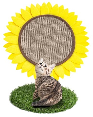 Albero per gatti carino, albero per gatti girasole, gratta per gattino girasole, pali da grattare rivestiti in sisal, mobili per albero di gatto girasole per gatti di piccole e medie dimensioni