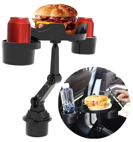 CGEAMDY Auto Multifunktionstisch, Abnehmbare Auto Essen Tablett Tisch, Getränkehalter Auto Tisch Tablett, Verstellbaren Arm Cup Holders Tisch Für Autos, Halterung Für Auto-Becherhalter Mit Tablett