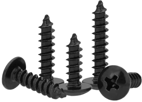 Tornillos autorroscantes de cabeza plana grande cruzada de acero inoxidable negro M3-M6 tornillos autorroscantes para madera, 8 piezas, M3x25mm