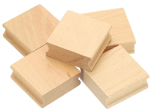 PATIKIL 50x50mm Blank Wood Rubber Stamp Mounts, 5Pcs Wooden Rubber Stamp Handle Hard Wooden Blocks for Making DIY Crafting, Brown