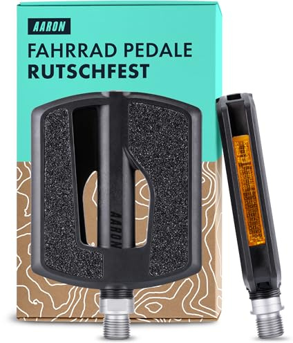 AARON Urban Fahrradpedale mit Reflektoren, abgedichtetes Industrie-Kugellager, Zubehör für E-Bike, Trekking Bike, City Bike, Schwarz
