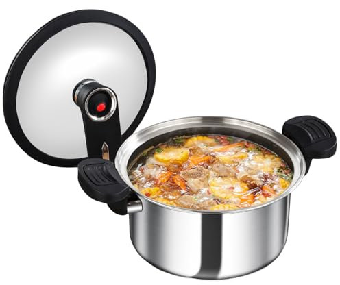 Wezalget Olla Express Para Estufa, Olla Para Mariscos Y Pescados, Acero Inoxidable Cocción Rápida Multiusos Para Legumbres Guisados Carnes Sopas Carne Asada
