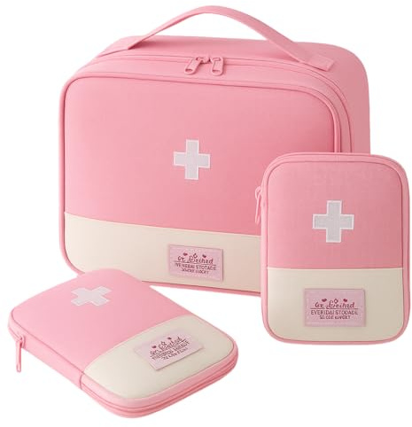 Kit Completo botiquin de Primeros Auxilios Apto para Viaje y casa, Incluye maletin Medico y Dos neceseres para medicamentos, se Puede Usar para casa, Coche, montaña