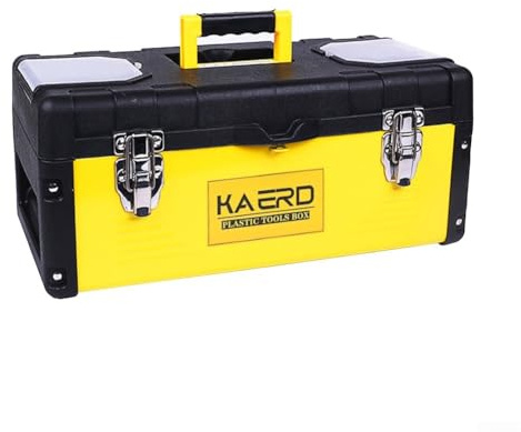 Scatola portaoggetti per attrezzi in acciaio inox ABS con serratura organizer con scomparti staccabili per utensili manuali utensili elettrici (48,3 cm)