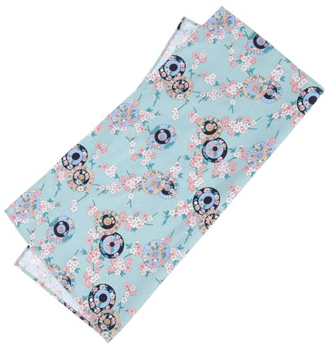 Lurrose Paño de Envoltura Bento Japonés de Algodón Delicado Suave y Resistente Multiusos para Almuerzo Picnic y Camping Diseño Floral Azul Verde Estilo Tradicional