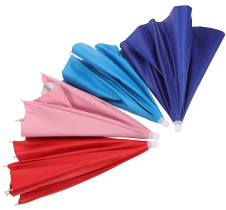 Angoily 4 Pièces Chapeau Parapluie Tête Enfants Colorées pour Randonnée et Activités Plein Air Casquette Parasol Pluie et Soleil pour Garçons et Filles