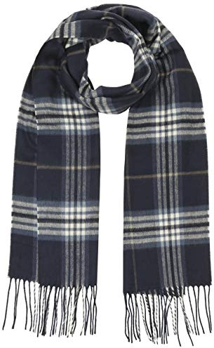 Lipodo Karo Cashmink Winterschal für Damen/Herren (30 x 180 cm) - Karoschal Made in Germany - Hautfreundlicher Fransenschal - Schal mit Fransen Herbst/Winter dunkelblau