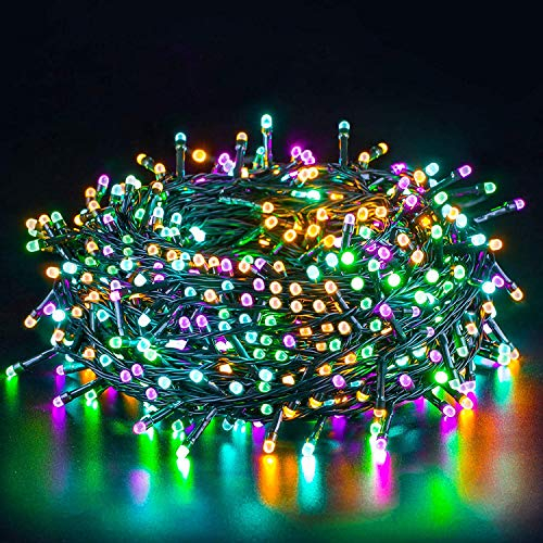 Quntis Luces Navidad Exterior 20M 200 LED, Luces Arbol Navidad Colores Cadena de Luz Impermeable IP44 Guirnaldas Luminosas para Exterior, Habitacion, Fiesta, Jardín, Bodas, Césped