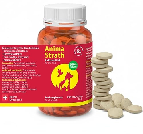 Anima Strath Integratore Alimentare per Cani - 61 Nutrienti, Vitamine, Minerali, Aminoacidi, Integratore Naturale per il Sistema Immunitario e la Digestione. (200 Compresse)
