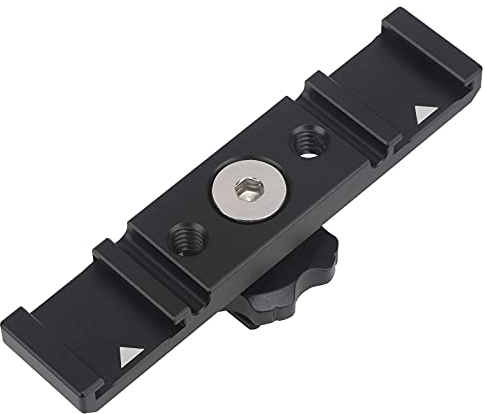 Nikon Canon Sony DSLR Camera Flash LED Video Light Microphone Mount Adapter - Dual Cold Shoe Mount Bracket and Extension Bar