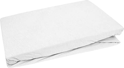 Bettwaesche-mit-Stil Wasserdichtes Spannbettlaken weiß Jersey/PU 160x200cm Höhe bis 35cm