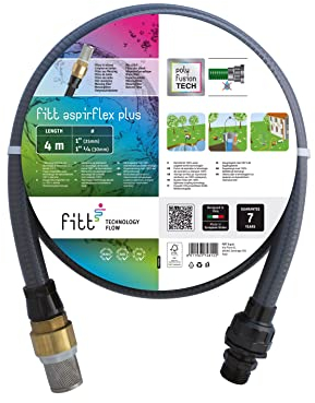 FITT ASPIRFLEX PLUS 4 m – Saugschlauch für Wasserpumpen mit exklusiver Technologie und Messingfilter, Grau