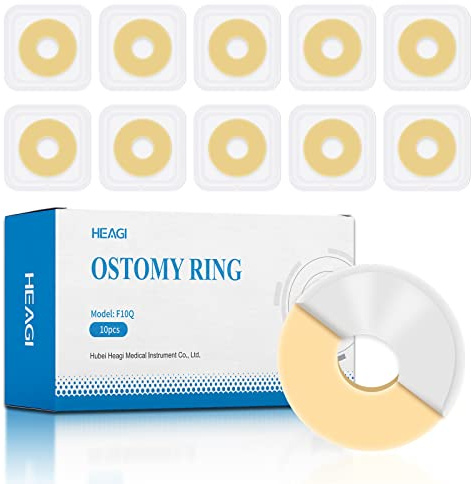 Heagimed 10Pcs 4mm Moldable Ostomy Rings, Hydrocolloid Stoma Barrier Rings for Colostomy Bags, Sting-Free，Box of 10