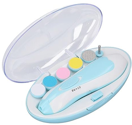 Alomejor Elektrischer Baby-Nagelschneider, 6-in-1-Schneider mit LED-Licht, 5 Modi, 2 Drehungen, Tragbar, für Zehen und Finger