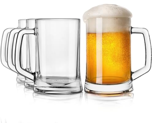 KONZEPT Bierkrug 0,5 liter, 4er Set Biergläser mit Henkel, Perfekt für Zuhause, Restaurants und Biergärten, spülmaschinenfest