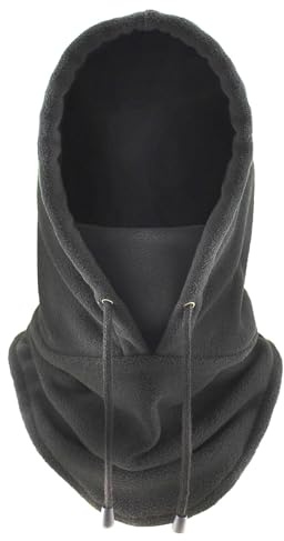 ATSNOSH Cagoule en Polaire Thermique, Balaclava Chapeau pour Homme Femme, Gris Skimask, Chaud Capuche, Cache-Cou, de Ski, Moto, Coupe-Vent (FR/ES, Alpha/Lettres, Taille Unique, Gris)