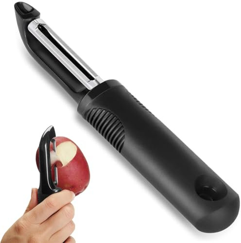 Duoleimi Sparschäler - Extra scharfer Gemüseschäler mit Zackenschliffklinge und Silikongriff für die Küche - Der perfekte Kartoffelschäler Testsieger!