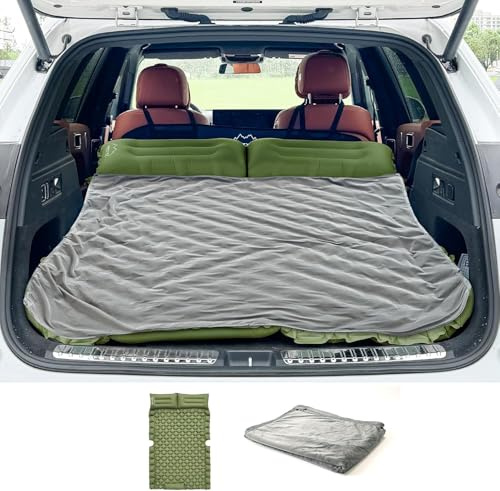 Uppblåsbar bilmadrass, SUV, luftmadrass, 2 personer, luftmadrass för resor, camping, självuppblåsande, sovmatta med fotpump och uppblåsbar säng, 183 x 13 x 7 cm