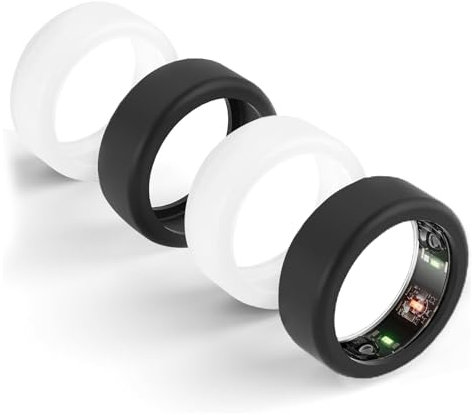 Qianeffort Ring Covers Compatible with Oura Ring 4,4 PCS Silicone Covers Silicone Protectors for Oura Rings,for Women&Men (Black*2+Clear*2, S for 6/7/8/9/10)