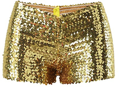 Sequin Hot Pants Sexy Straight Leg Mini Shorts Women's Sequin Short Glitter Hotpants Sparkly Booty Shorts Rave Party Pant Slim Fit Hot Pants Dance Costume Shiny Clubwear