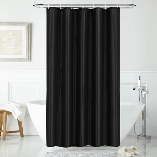 LUKDUNG Cortina de Baño de Poliéster Textil, Cortina de Ducha Antimoho, Negro, 100An x 200Al cm (1 Paneles)
