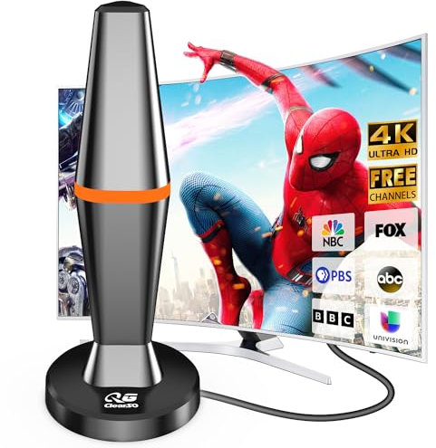 DVTB2 Antenne mit Verstärker,zimmerantenne für DVB-T&DVB-T2 Antennen,450 km Großer Reichweite und 360° Empfang,unterstützt 4K 1080P, TV kostenlos DVB-T2 VHF UHF-3M Koaxialkabel