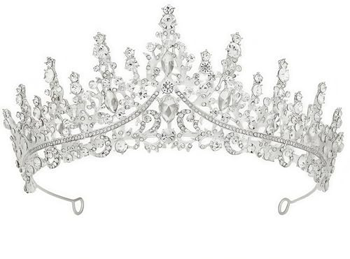 Heanvmyss Tiara Cristal Couronne,Diadème en Cristal,Couronne de Mariage,Diadème de Mariage pour Princesse Parties,Anniversaire,Fêtes (argenté)