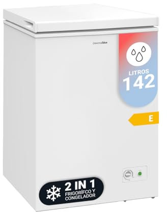 UNIVERSALBLUE Congélateur horizontal 142 L | Congélateur - Réfrigérateur ou réfrigérateur blanc - 2 en 1 | 4 x congélation | Contrôle mécanique | Silencieux | Envoi et montée au sol inclus