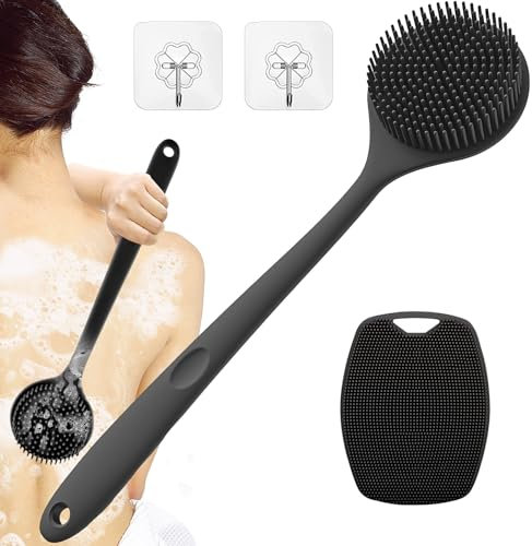 Spazzola per il corpo in silicone, Spazzola Schiena Doccia, Schiena Doccia Manico Lungo, Scrubber per la Schiena Scrubber