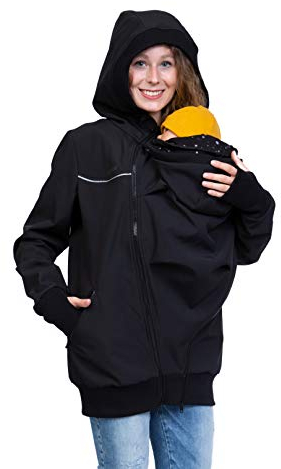 Viva la Mama - 3in1 Allwetter Tragejacke Umstandsjacke Softshell - JACKY - schwarz/Punkte - M