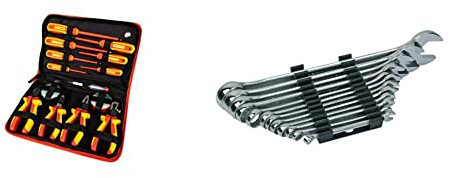 Mannesmann M11214 Elektro-Werkzeugsatz 14-teilig & M19652 Gabelringschl DIN 3113 Satz, 12-tlg