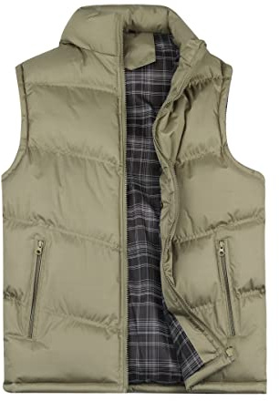 YOUTHUP Herrquiltad väst tjock fritid vinterväst kroppsvärmare utomhus värme gilet ståkrage, BRUN, XXL