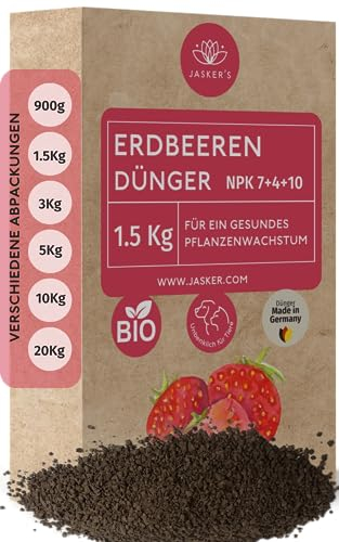 Bio Erdbeerdünger Langzeit 1.5 Kg - 100% Bio-Dünger mit viel Kalium für leckere Beeren - Organischer Bio Beerendünger & Erdbeer Dünger mit Vinasse - Erdbeeren Dünger für Gewächshaus & Freiland