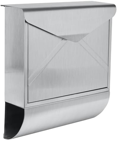ALSTEN TECH Designer Briefkasten Wandbriefkasten Postkasten mit Zeitungsrolle Zeitungsfach aus Edelstahl V2A Rostfrei