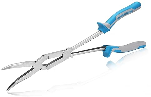 SPEEDWOX 33 cm große Doppelzange, gebogene Spitzzange, Doppelgelenkzange, gebogene Spitzzange, gebogene Spitzzange, extra lange Reichweite, Compound-Actionzange