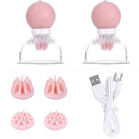 ChicLSQ 2 Stück Brustwarzen Sauger Vibratoren Silikon Brust Stimulator mit 12 Vibrations und Rotationsmodi Brustmassagegerät Nippel Massagegerät Vibrator Elektrische Milchpumpe Sexspielzeug für Frauen