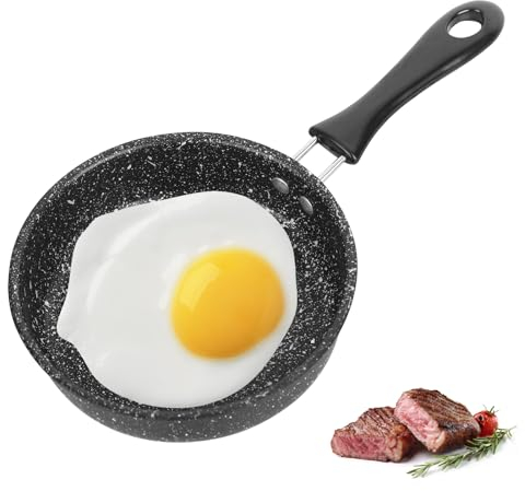 XCRPRT Mini poêle antiadhésive Ø 14 cm – Petite poêle à induction pour œufs frits, portable pour camping et cuisine à gaz